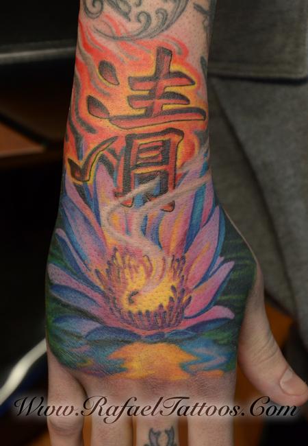 Rafael Marte - Lotus Flower Tattoo on Hand